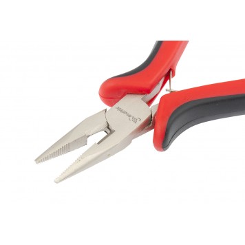 17810 | Длинногубцы прямые 130 мм, никелированные, авторазжим, двухкомпонентные рукоятки, MATRIX MINI-1