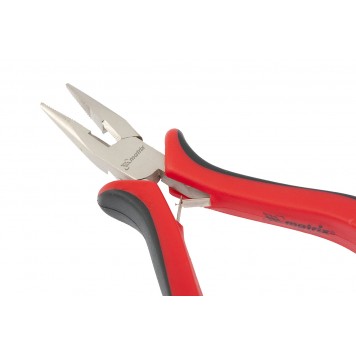 17810 | Длинногубцы прямые 130 мм, никелированные, авторазжим, двухкомпонентные рукоятки, MATRIX MINI-2