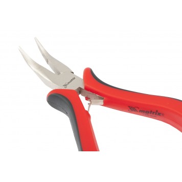 17812 | Длинногубцы изогнутые 130 мм, никелированные, авторазжим, двухкомпонентные рукоятки, MATRIX MINI-2