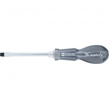 19100 | Ударная отвертка c усилителем под гаечный ключ, SL5 x 75 мм, пластиковая рукоятка, CrV, MATRIX-0