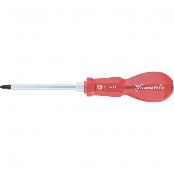 19107 | Ударная отвертка c усилителем под гаечный ключ, PH1 x 75 мм, пластиковая рукоятка, CrV, MATRIX-0