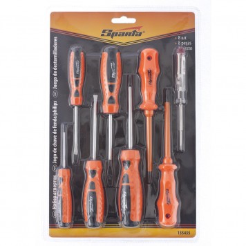 135435 | Набор отверток, PH, SL-5 шт, диэлектрические 2 шт, пробник на 220 В-1 шт, 8 шт, SPARTA-1