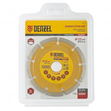 73101 | Диск алмазный, отрезной сегментный, 125 х 22,2 мм, сухая резка, DENZEL-1