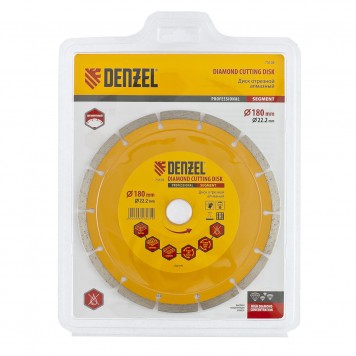 73103 | Диск алмазный, отрезной сегментный, 180 х 22,2 мм, сухая резка, DENZEL-2