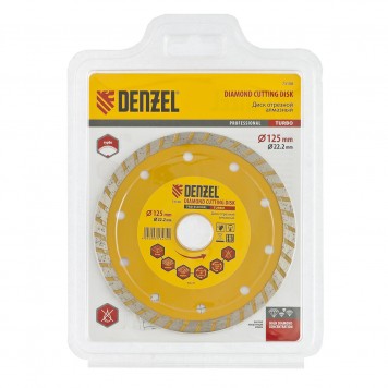 73108 | Диск алмазный, отрезной Turbo, 125 х 22,2 мм, сухая резка, DENZEL-1
