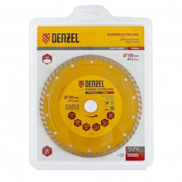 73112 | Диск алмазный, отрезной Turbo, 180 х 22,2 мм, сухая резка, DENZEL-2