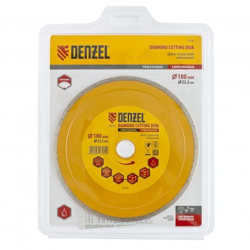 73130 | Диск алмазный, отрезной сплошной, 180 х 22,2 мм, мокрая резка, DENZEL-2