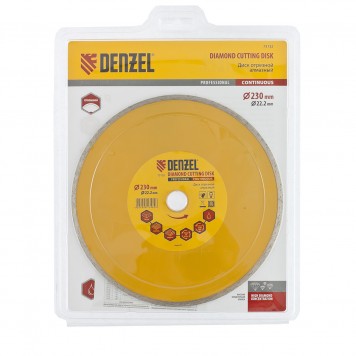 73132 | Диск алмазный, отрезной сплошной, 230 х 22,2 мм, мокрая резка, DENZEL-1