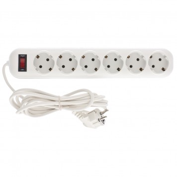 95781 | Удлинитель бытовой серия EF, с заземлением и выключателем, 3 м, 6 розеток, 10 A, STERN-0