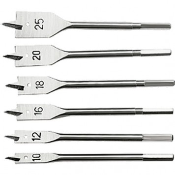 704055 | Набор сверл перовых по дереву, 10-12-16-18-20-25 мм, 6 шт, шестигранный хвостовик, SPARTA-0
