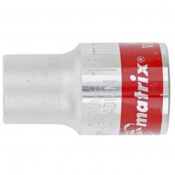 13111 | Головка торцевая, 11 мм, шестигранная, CrV, под квадрат 1/2, хромированная, MATRIX MASTER-0