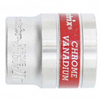 13127 | Головка торцевая, 27 мм, шестигранная, CrV, под квадрат 1/2, хромированная, MATRIX MASTER-0