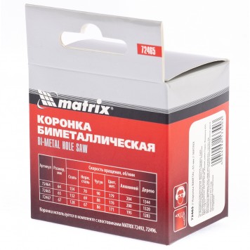 72465 | Коронка Bimetal 65 мм, MATRIX-4