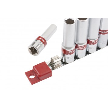 13590 | Набор удлиненных торцевых головок 1/2", шестигранные, CrV, 10 шт., 10-22 мм, MATRIX-2