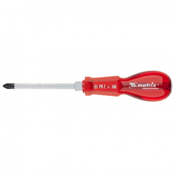 19108 | Ударная отвертка c усилителем под гаечный ключ, PH2 x 100 мм, пластиковая рукоятка, CrV, MATRIX-0