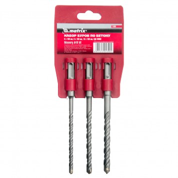 71099 | Набор буров по бетону, 6 х 160, 8 х 160, 10 х 160 мм, 3 шт, на подвесной карте, SDS Plus, MATRIX-0