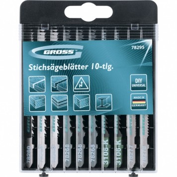 78295 | Набор полотен для электролобзика универсальный, 10 шт, DIY, пластиковый кейс, GROSS-0