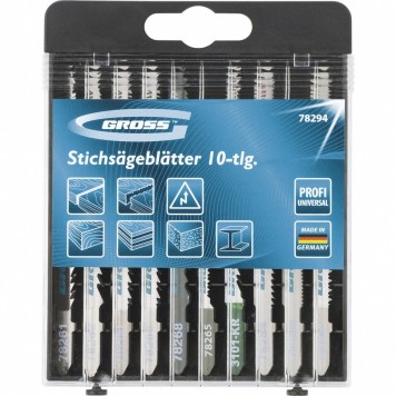 78294 | Набор полотен для электролобзика универсальный, 10 шт, Profi, пластиковый кейс, GROSS-0