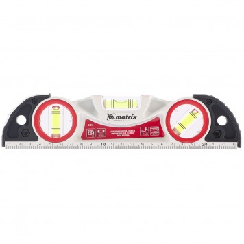 34910 | Уровень алюминиевый литой, фрезерованный, 3 глазка, две ударные площадки, 235 мм, MATRIX-0