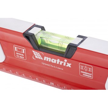 34732 | Уровень алюминиевый, магнит, фрезерованный, 3 глазка (1 зеркальный), двухкомпонентные рукоятки, 800 мм, MATRIX-2