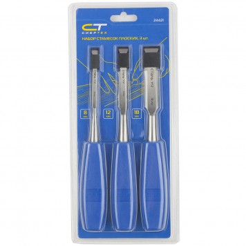 24421 | Набор стамесок плоских, 3 шт, 8-12-18 мм, СИБРТЕХ-1