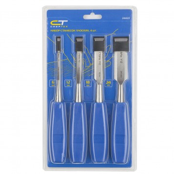 24422 | Набор стамесок плоских, 4 шт, 6-12-18-24 мм, СИБРТЕХ-1