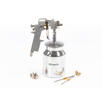 57316 | Краскораспылитель пневматический с нижним бачком V 1, 0 л, сопло D 1.2, 1.5 и 1.8 мм, MATRIX-0