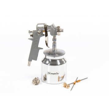 57317 | Краскораспылитель пневматический с нижним бачком V 0,75 л, сопло D 1.2, 1.5 и 1.8 мм, MATRIX-0