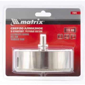 726943 | Сверло алмазное по керамограниту, 115 х 67 мм, трехгранный хвостовик, MATRIX-0
