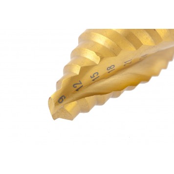 72358 | Сверло ступенчатое, 9-12-15-18-21-24-27-30-33-36 мм, HSS, спиральный профиль, трехгранный хвостовик, MATRIX-2