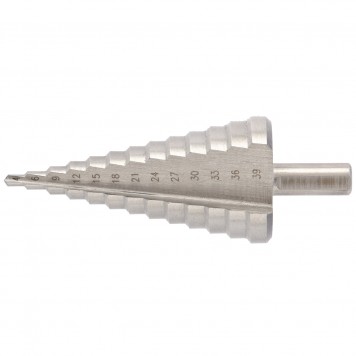 72363 | Сверло ступенчатое, 4-6-9-12-15-18-21-24-27-30-33-36-39 мм, Р6М5, трехгранный хвостовик, БАРС-0