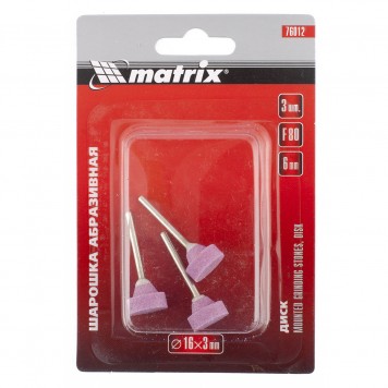 76012 | Шарошка абразивная, диск, 16 x 6 x 3 мм, F80, 3 шт, MATRIX-1