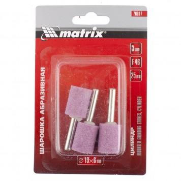 76017 | Шарошка абразивная, цилиндр, 19 x 25 x 6 мм, F46, 3 шт, MATRIX-1
