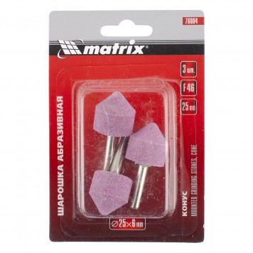 76004 | Шарошка абразивная, конус, 25 x 25 x 6 мм, F46, 3 шт, MATRIX-1