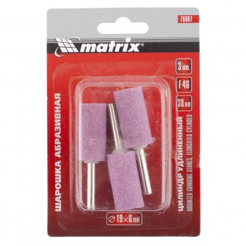 76007 | Шарошка абразивная, цилиндр удлиненный, 19 x 38 x 6 мм, F46, 3 шт, MATRIX-1
