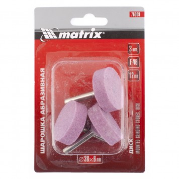 76009 | Шарошка абразивная, диск, 38 x 12 x 6 мм, F46, 3 шт, MATRIX-1