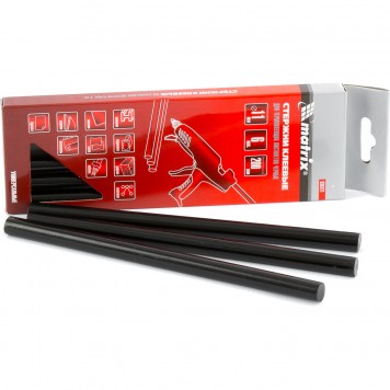 930721 | Стержни клеевые, черный, 11 х 200 мм, в упаковке 6 шт, MATRIX-0