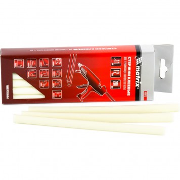 930733 | Стержни клеевые, белый, 11 х 200 мм, в упаковке 12 шт, MATRIX-0