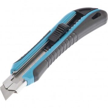 78893 | Нож 170 мм, обрезиненный ABS-корпус, выдвижное сегментное лезвие 18 мм (SK-5), металлическая направляющая, 5 лезвий, GROSS-1