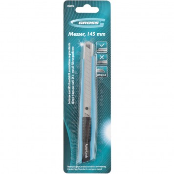 78895 | Нож 145 мм, корпус ABS пластик, выдвижное сегментное лезвие 9 мм (SK-5), металлическая направляющая, GROSS-4