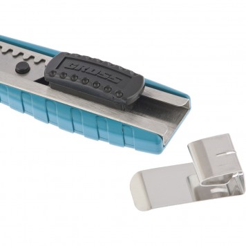 78897 | Нож 160 мм, металлический корпус, выдвижное сегментное лезвие 18 мм (SK-5), металлическая направляющая, клипса для ремня, GROSS-2