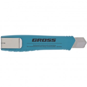 78897 | Нож 160 мм, металлический корпус, выдвижное сегментное лезвие 18 мм (SK-5), металлическая направляющая, клипса для ремня, GROSS-5