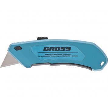 78899 | Нож 130 мм, алюминиевый корпус, выдвижное трапециевидное лезвие 18 мм (SK-5), клипса для ремня, 4 лезвия, GROSS-0