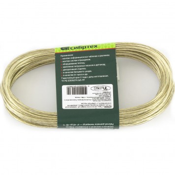 47625 | Трос металлополимерный прозрачный толщина 2,0 мм, моток 20 метров, СИБРТЕХ ПР-2.0-0