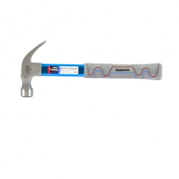 10457 | Молоток-гвоздодер 450 г, фибергласовая обрезиненная рукоятка, алюминиевая защита, БАРС-0