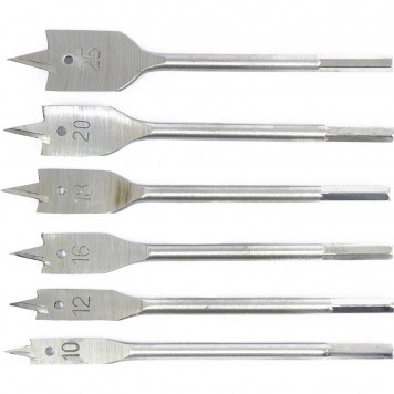 704155 | Набор сверл перовых по дереву, 10-12-16-18-20-25 мм, 6 шт, шестигранный хвостовик, СИБРТЕХ-0