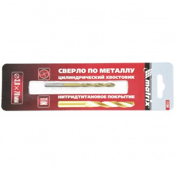 717380 | Сверло по металлу, 3,8 мм, HSS, нитридтитановое покрытие, цилиндрический хвостовик, MATRIX-2