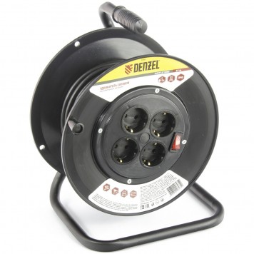 95905 | Удлинитель силовой на кабельной катушке, 25 м, 4 розетки, 16 А, серия УХз16, DENZEL-0