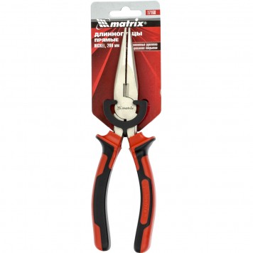 17168 | Длинногубцы прямые 200 мм, никелированные, двухкомпонентные рукоятки, MATRIX NICKEL-3