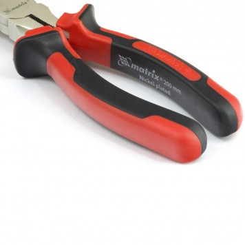 17424 | Длинногубцы изогнутые 200 мм, никелированные, двухкомпонентные рукоятки, MATRIX NICKEL-2